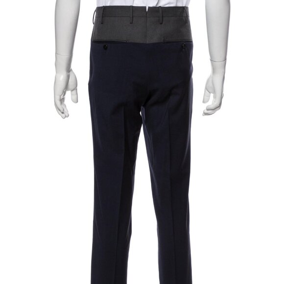 Incotex Grey Blue Color Blocked Slim Pleated Incotex Wool Dress Pants EU 48 - Picture 15 of 15